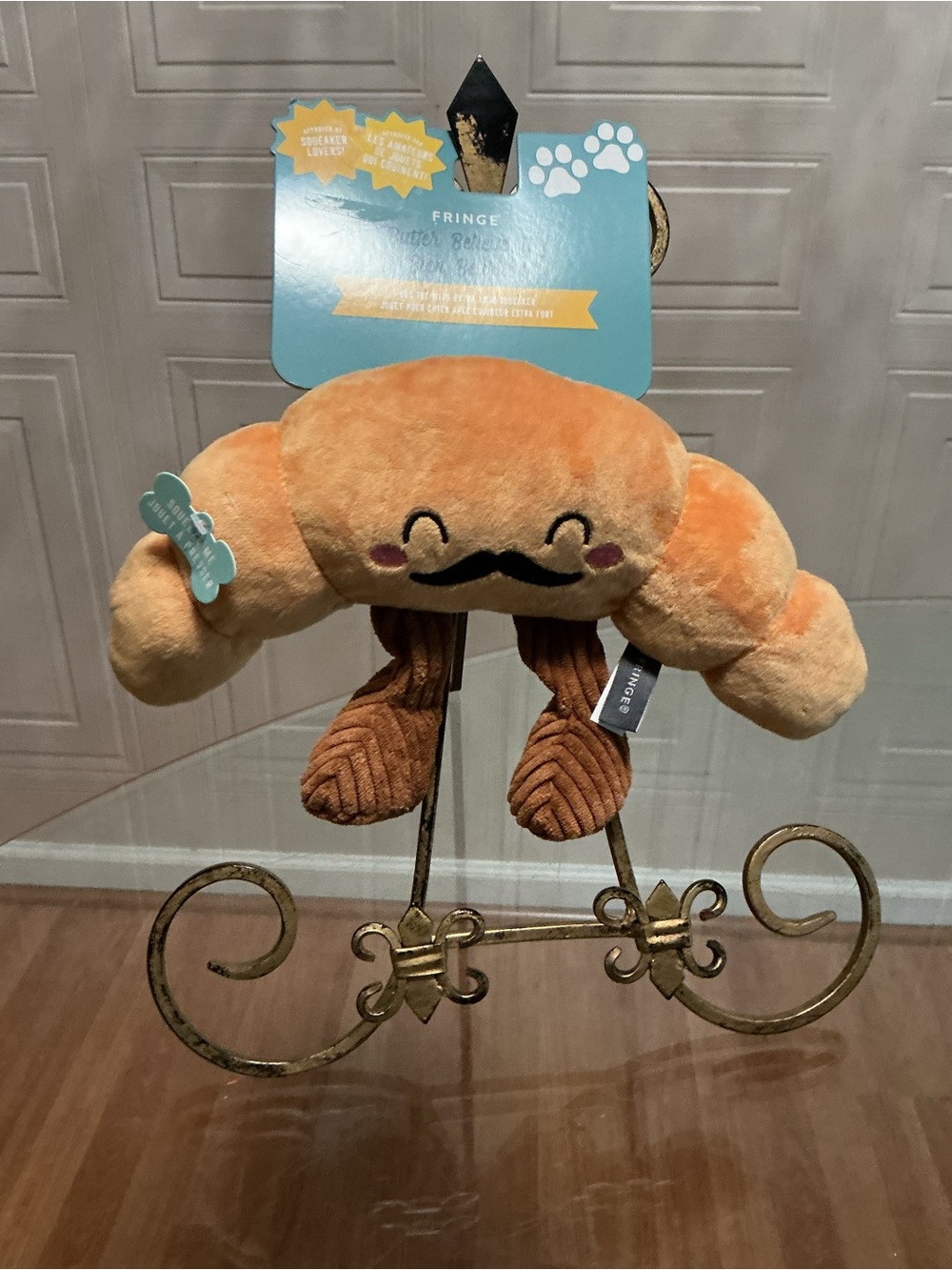Brand New Fringe 10” Croissant With Leg Dog Toy w/ Squeaker & Crinkle,